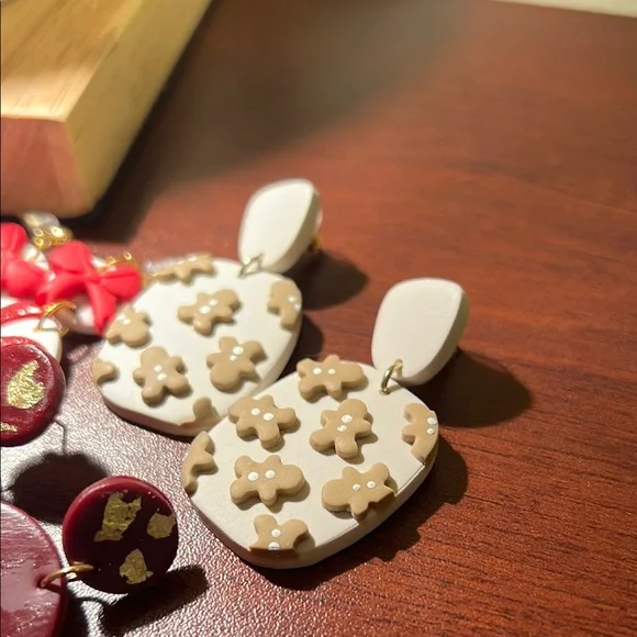 Christmas Earring Lot - Dangles Handmade Clay Light Weight and Fun - Picture 4 of 8